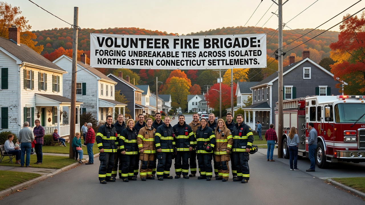 Firefighters from different Connecticut brigades work together during a nighttime training session involving multiple apparatus